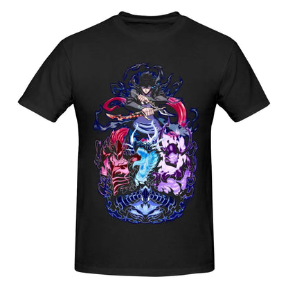 Solo Music Leveling Mens Soft Cotton Short Sleeved T-Shirt O Neck Casual Comfort Cool Clothing Harajuku Anime Clothes Graphic
