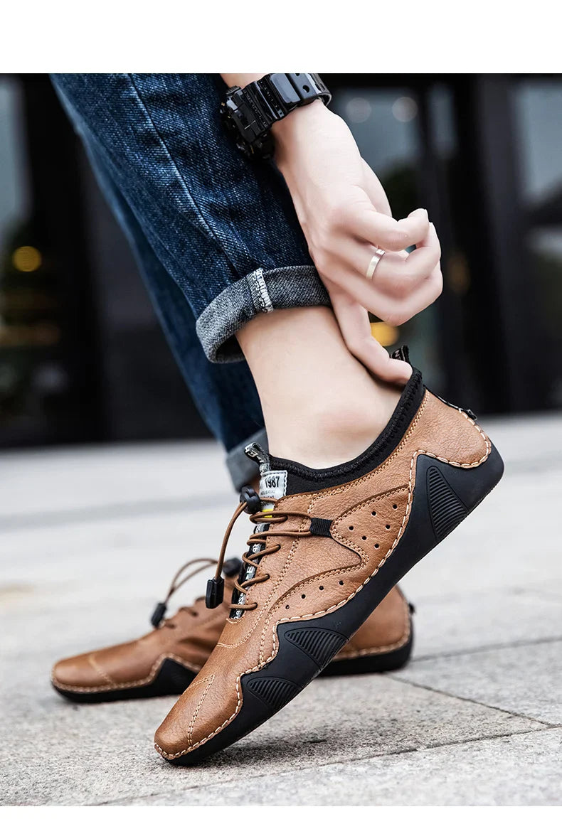 Leather Casual Sneakers for Men Driving Shoes 2024 New Fashion In Waterproof Men Doug Luxury Dress Loafers Shoes Footwear ﻿