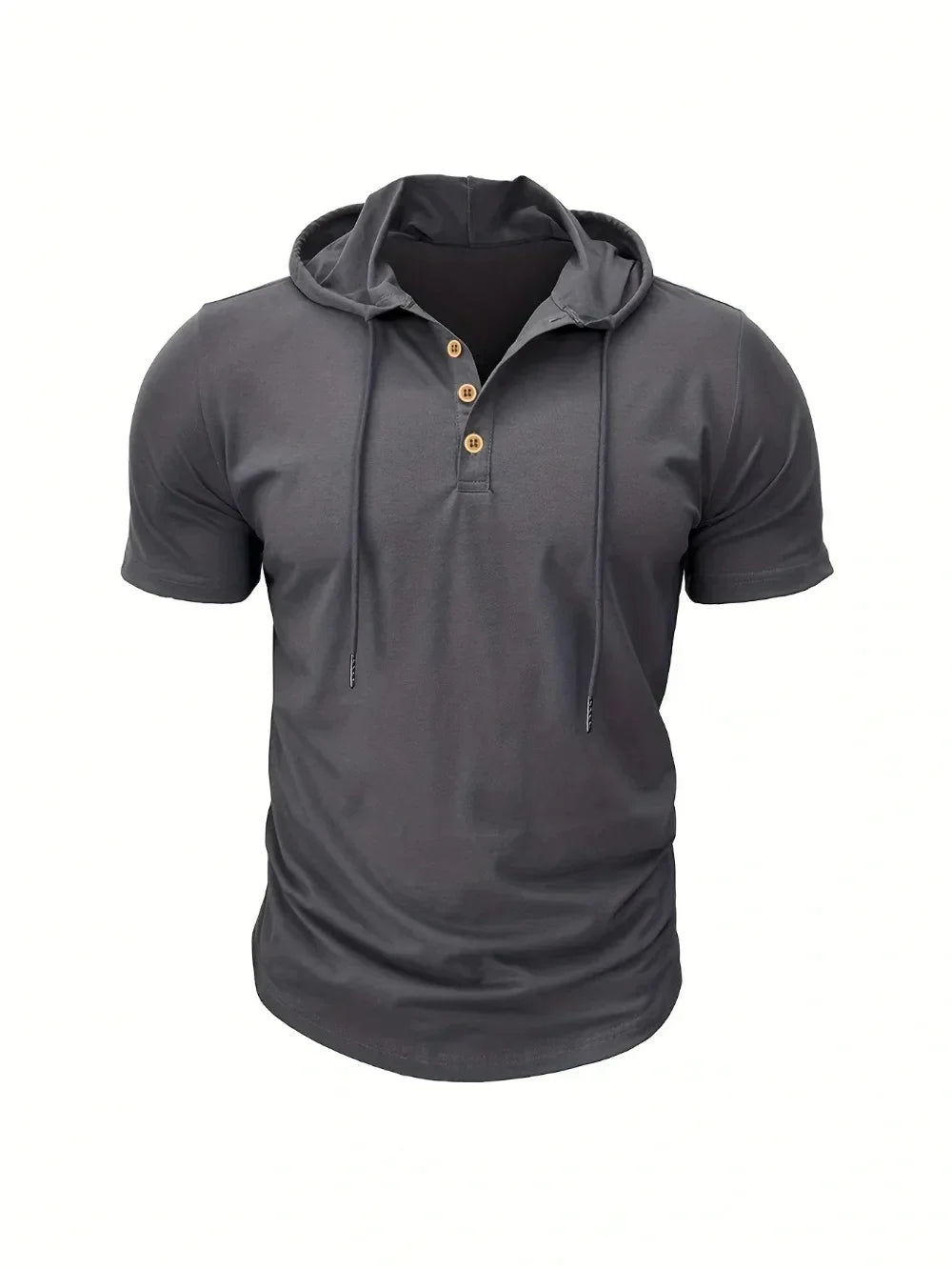 Men T Shirts  Summer Slim Fitness Hooded Short-Sleeved Bodybuilding Quick Dry Tshirt Male Gym Clothes Breathable Sports Tops