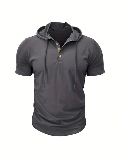 Men T Shirts  Summer Slim Fitness Hooded Short-Sleeved Bodybuilding Quick Dry Tshirt Male Gym Clothes Breathable Sports Tops