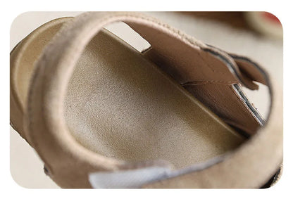 New Summer Kids Baotou Sandals 23-34 Size Sweet Checkered Bow Girls Princess Shoes Soft Sole Children Nude Shoes
