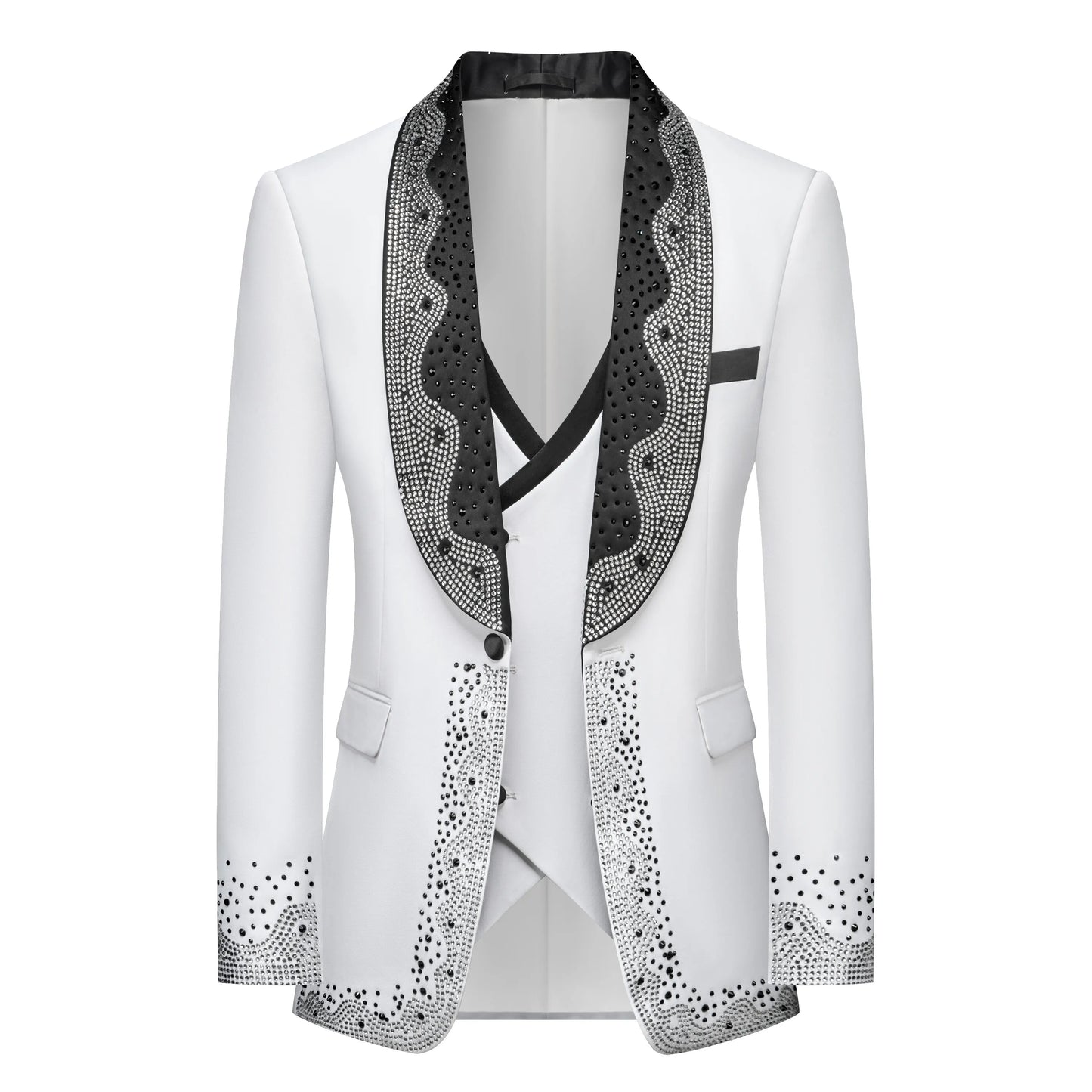 Luxury Wedding Suit For Fashion Men Beaded Slim Fit Groom Tuxedo Gentleman Party Suit 3 Pieces (Jacket+Pants+Vest) 2025
