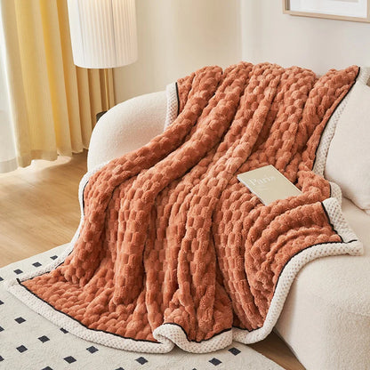 Tortoiseshell Velvet Thermal Blanket 150x200cm - 3D Textured All-Season Throw for Bed Sofa, Soft Fluffy Large Size Home Decor