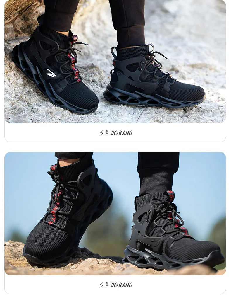 Steel Toe Safety Shoes Men, Anti-Puncture Anti-Smash Non Slip Industrial Work Boots Kevlar-Midsole Protection Tactical Boots