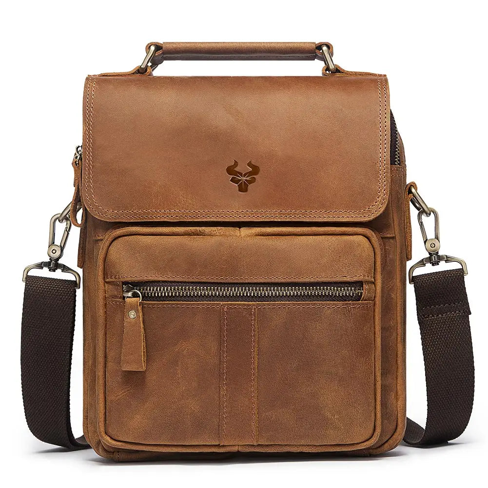 Genuine Leather Men's Shoulder Bag Luxury Work Business Messenger Bags Fashion Male Crossbody with Adjustable Straps