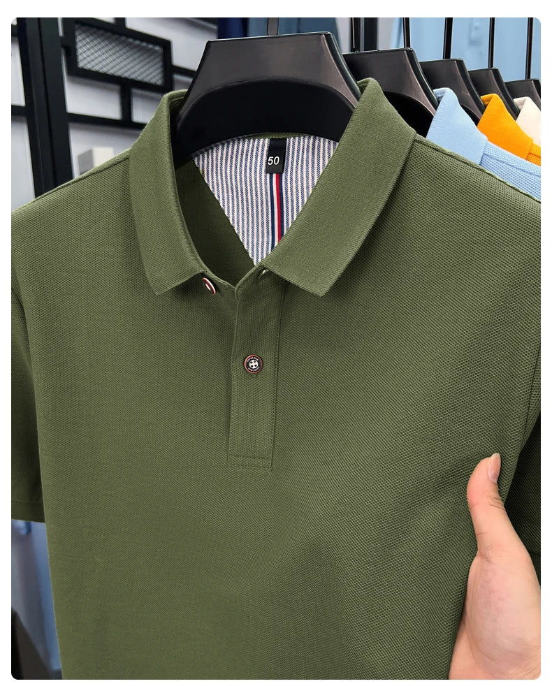 100% cotton short sleeve polo shirt comfortable lightweight high-end brand fashionable simple summer men's casual lapel T-shirt