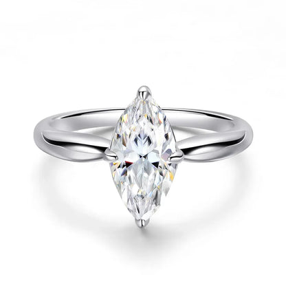 1CT 2CT 3CT Marquise Cut Moissanite Rings for Women Bride Classic Wedding Band 925 Sterling Silver Plated 18K Jewelry GRA