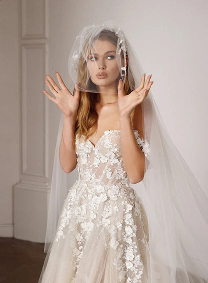 Elegant Off The Shoulder Sweetheart Lace Applique Boho Beach A Line Wedding Dresses Sweep Train Custom Made 2025 Vestido De Noiv