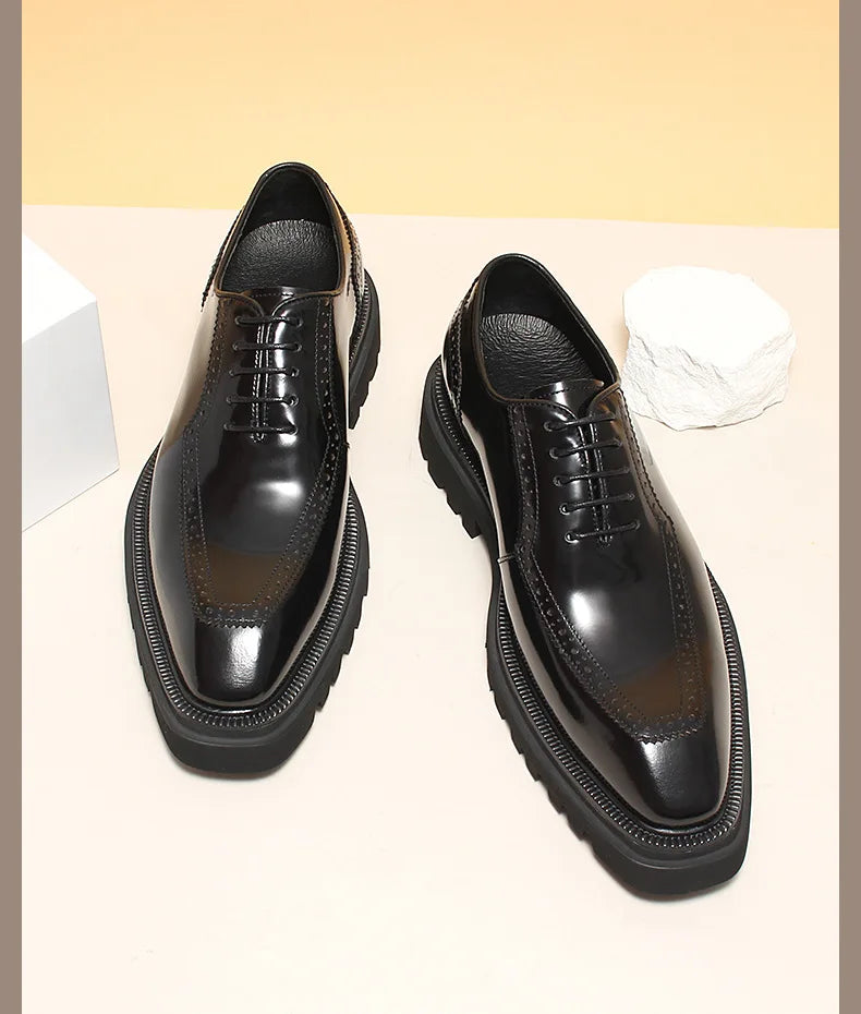 High Quality Height Increase Oxford Dress Shoes Men Genuine Cow Leather Suit Shoes Lift Brogues Wedding Formal Elevator Shoes