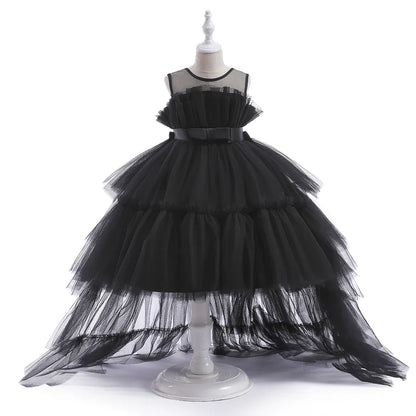 Elegant Tulle Bridesmaids Party Girls Dresses Summer Baptism Birthday Wedding Prom Princess Dress for Girl Christmas Kids Clohes