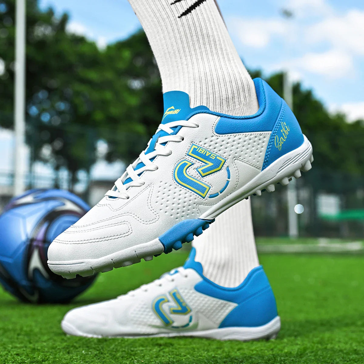 TF Turf Soccer Cleats for Kids Youth Men Women Breathable Non-Slip Training Shoes with PU Fabric Rubber Sole