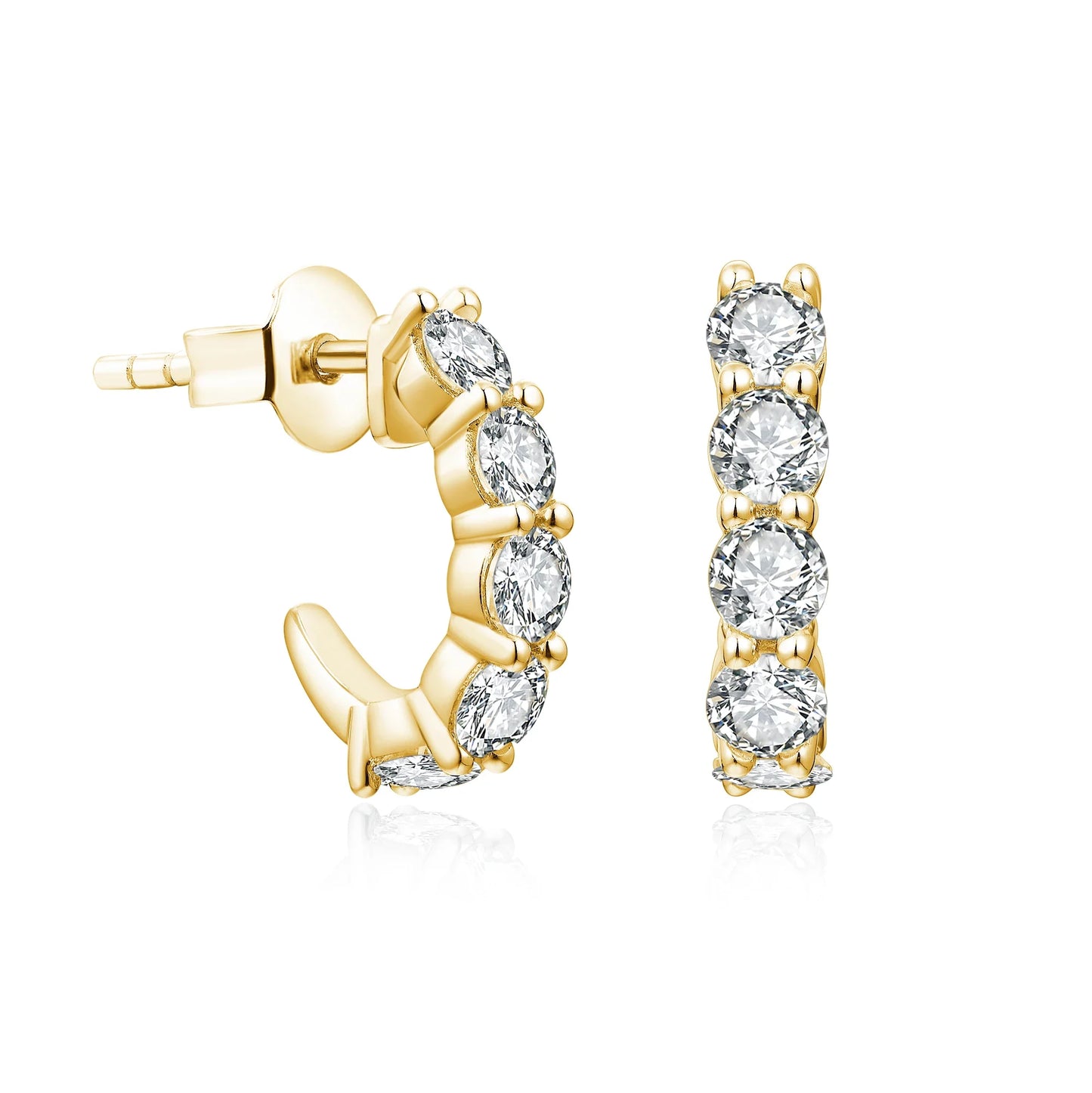 New in Round 3.0mm Moissanite Hool Earrings Passed Diamond Test Yellow Rose Plated Stud Earrings for Women Fine Jewelry