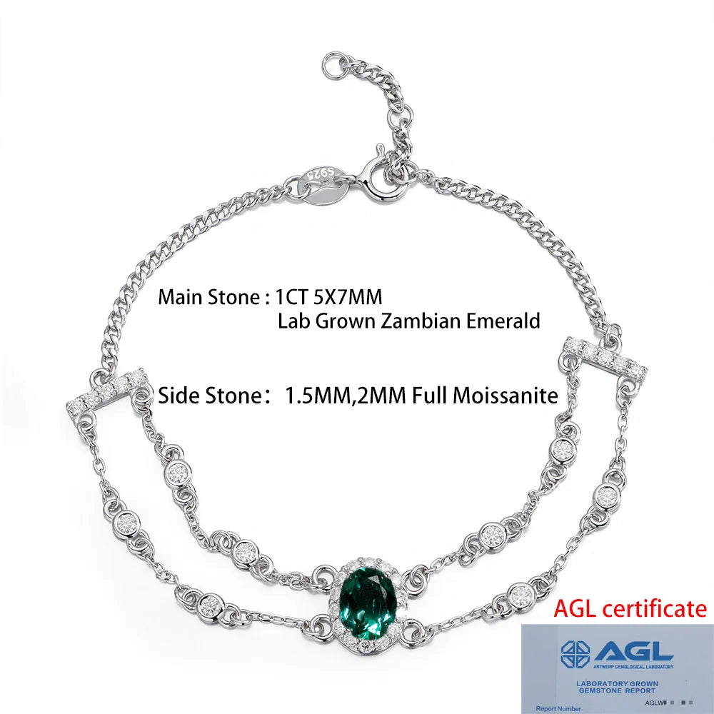 1CT Oval Ruby Papalacha Sapphire Bracelet S925 Silver intay Moissanite Emerald Gemstone Exquisite Bangle Fine Jewelry