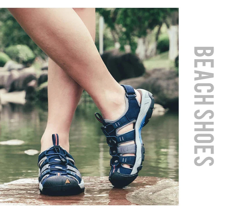 Summer Outdoor Sandals for Men Breathable Hiking Shoes Water Beach Mens Sandals Camping Climbing Aqua Sneaker HT-710445A