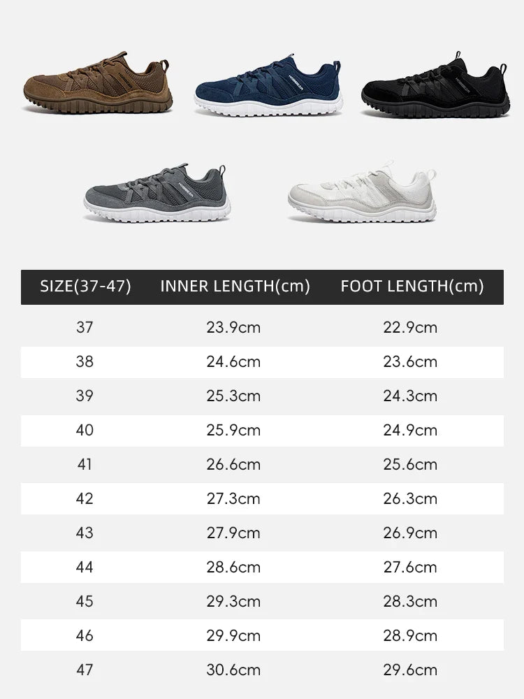 Unisex Wide Toe Sneakers Mesh Breathable Walking Shoes Non Slip Lace Up Sneakers