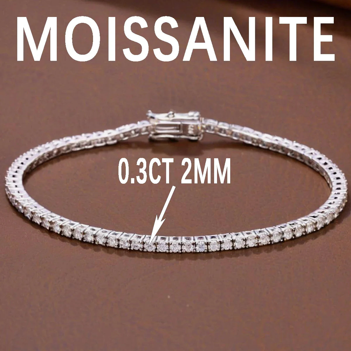 ‌Genuine S925 Sterling Silver 0.03ct (2mm) Moissanite Tennis Bracelet for Women, Sparkling Luxury for Formal & Daily Occasions