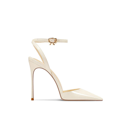 Black patent leather high-end, versatile and comfortable high heels, 2026 autumn new style pointed thin heel sandals for women