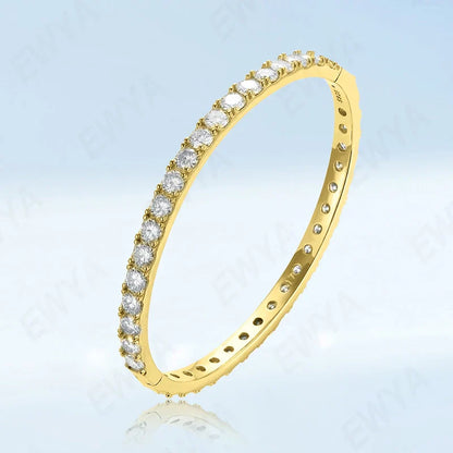 Real GRA Certified D Color 4mm 0.3CT Full Moissanite Bangle Bracelet for Woman Party S925 Sterling Silver Diamond Bracelets