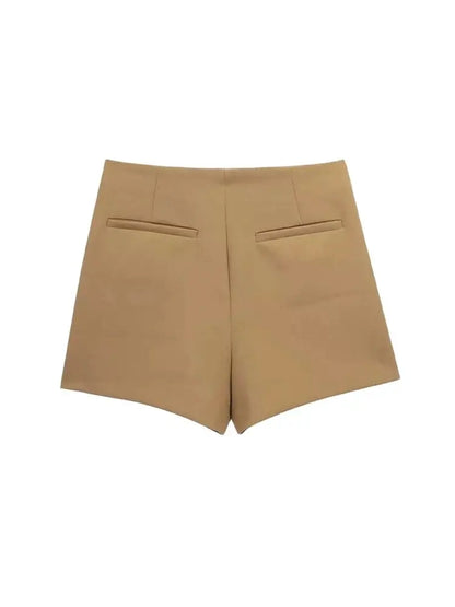 Women Fashion Pareo Style Asymmetric Shorts Skirts Vintage High Waist Side Zipper Female Skort Mujer