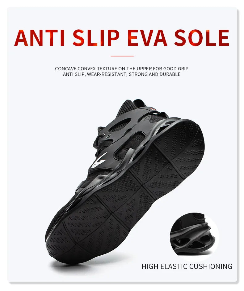 Steel Toe Safety Shoes Men, Anti-Puncture Anti-Smash Non Slip Industrial Work Boots Kevlar-Midsole Protection Tactical Boots
