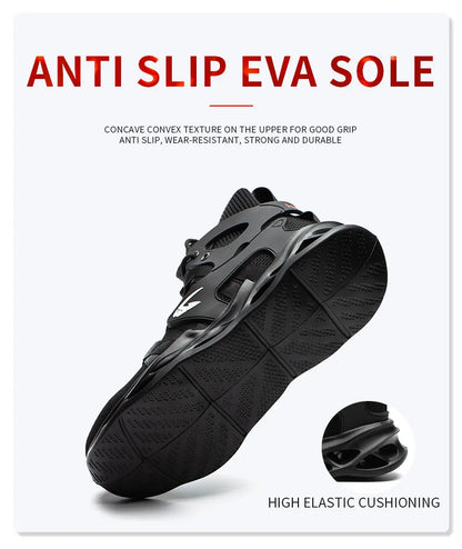Steel Toe Safety Shoes Men, Anti-Puncture Anti-Smash Non Slip Industrial Work Boots Kevlar-Midsole Protection Tactical Boots