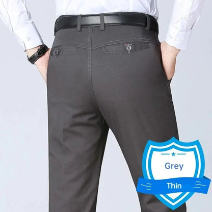 New Arrival 100% Cotton Summer Spring Men's Casual Pants Fashion Solid Black Beige Gentle Thicken Trousers Brand Smart Suit Pant