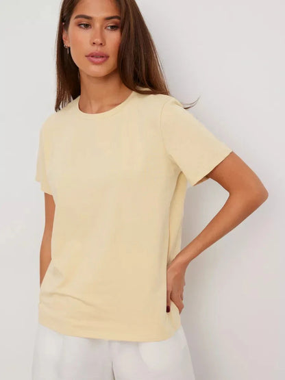Summer 100% Cotton Women's T-shirt Bottoming Basic Fashionable Lady Short Sleeve Loose Tops Shirts Solid 230g/㎡ Tops