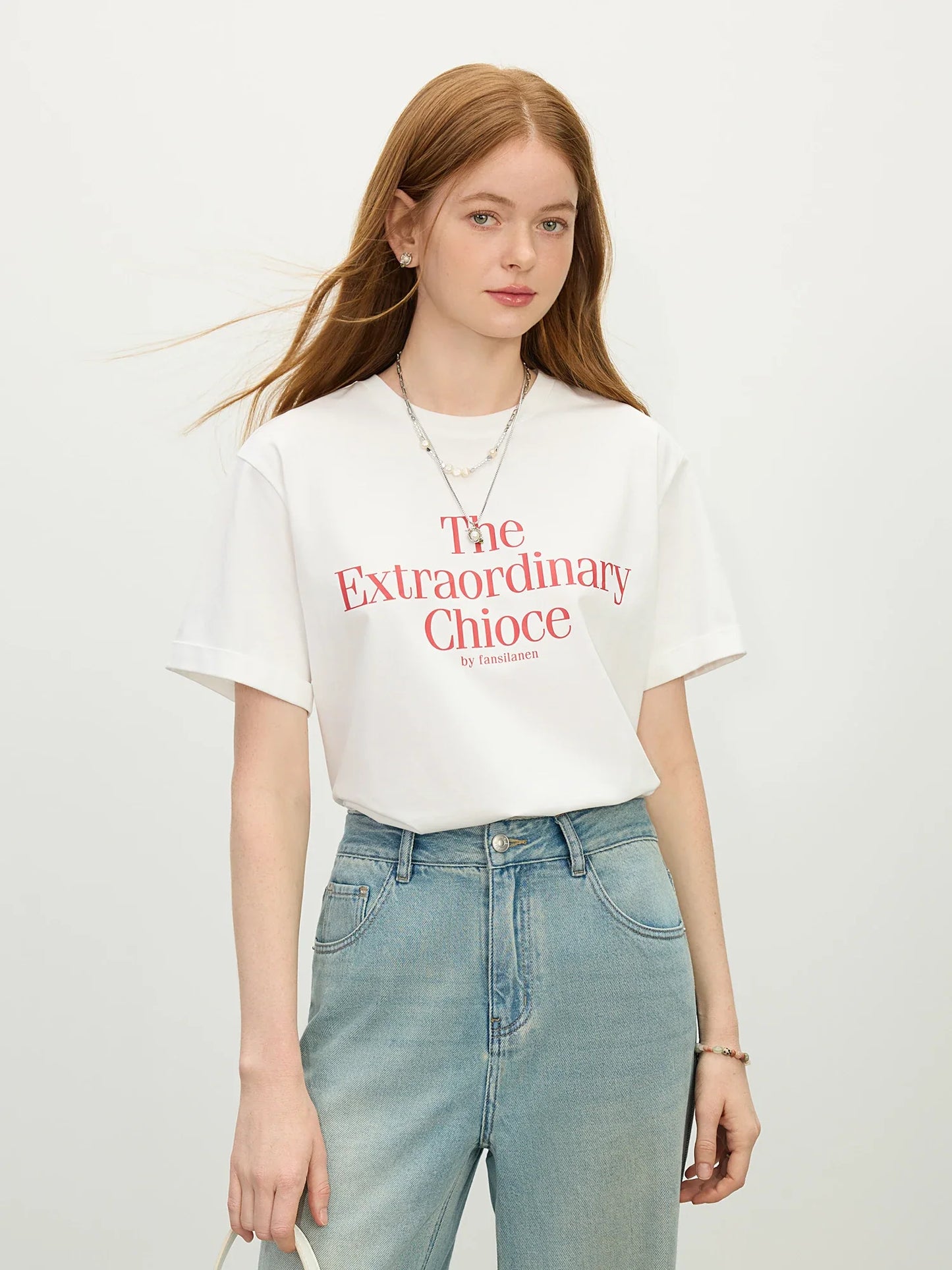 Round Neck Casual All-match Letter Short-sleeved T-shirt for Women 2025 Summer Vacation Season Fashionable Top 25FS12211