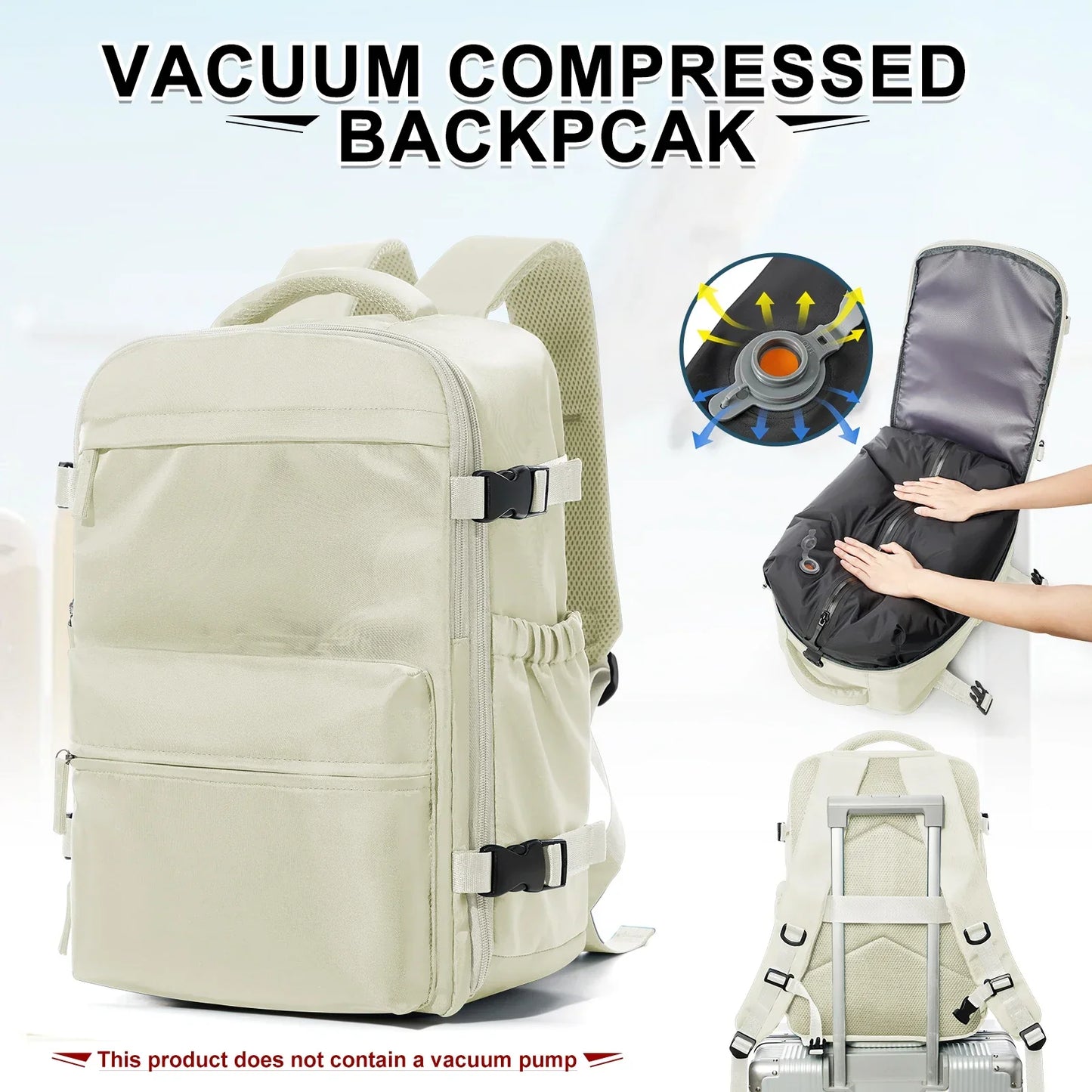 Backpack Travel Cabin Airplane Backpack, Air Vacuum Compression Backpack, Women Men Backpack Business Laptop Bag Handbag