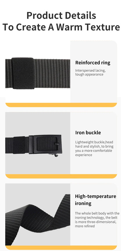 Men's And Women's Toothless Automatic Buckle Belt Military TrainingCanvas Belt New Metal Buckle Young Students' Versatile Belt T
