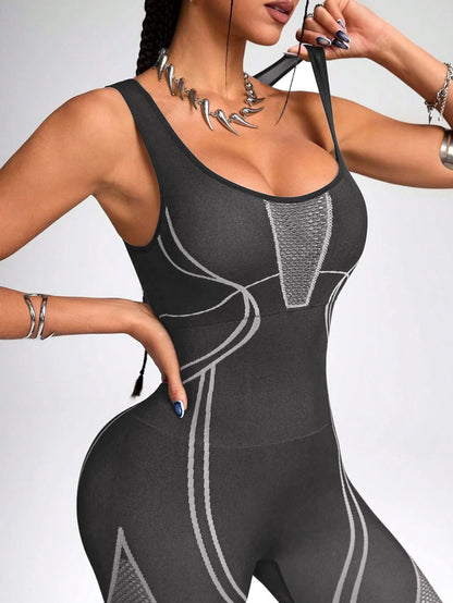 Women's Sports Yoga Jumpsuit Leisure Fitness Yoga Jumpsuit Yoga Training Suit Fitness Jumpsuit Splicing Color  Fashionable