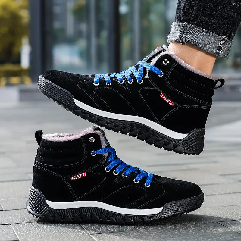 New Winter Sneakers for Men, Velvet Warm High-Top Cotton Shoes, Korean Style Casual Snow Boots, Boots, Men's Shoes, Autum Skateboard Shoes