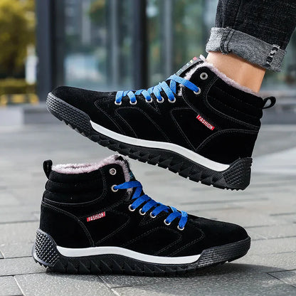 New Winter Sneakers for Men, Velvet Warm High-Top Cotton Shoes, Korean Style Casual Snow Boots, Boots, Men's Shoes, Autum Skateboard Shoes