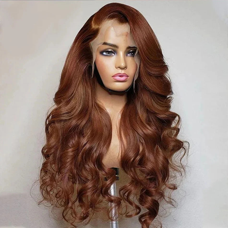 Chocolate Brown 13x4 Body Wave Lace Front Wig Pre-Plucked Brazilian HD 13x6 Lace Frontal Wigs for Women 32 Inch Human Hair