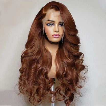 Chocolate Brown 13x4 Body Wave Lace Front Wig Pre-Plucked Brazilian HD 13x6 Lace Frontal Wigs for Women 32 Inch Human Hair