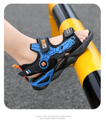 Summer Kids' Sandals Boys Soft Bottom Casual Beach Shoes School Students Comfortable Flat Walking Sandials