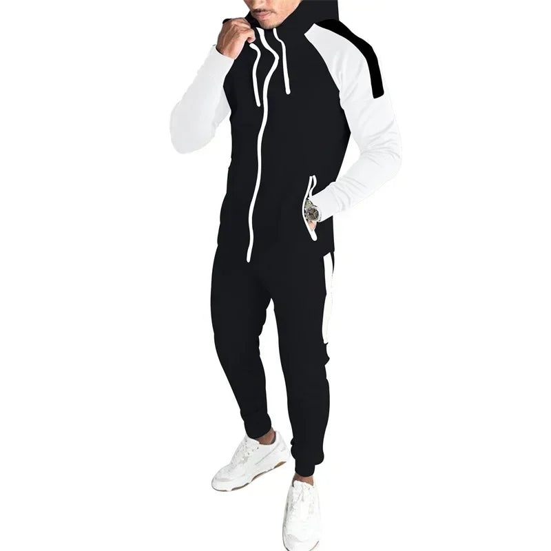 New Men's Autumn and Winter Suit Zipper Hoodie + Pants Two-piece Casual Sportswear Men's Sportswear Warm Clothing Sports Suit