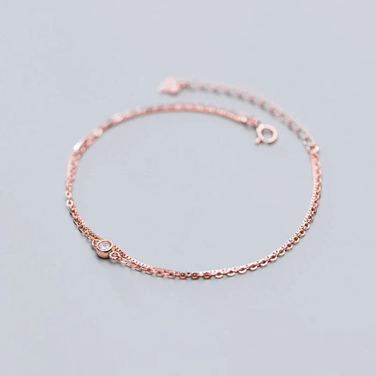 Real 925 Sterling Silver Luxury Double Layer Single Diamond Box Chain Bracelet for Women Fashion Bracelet Fine Jewelry