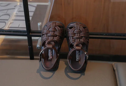 New Sandals Summer Children's Woven Casual Baby Shoes Girls Beach Shoes Slipper Baby Girl Shoes Size 22-31