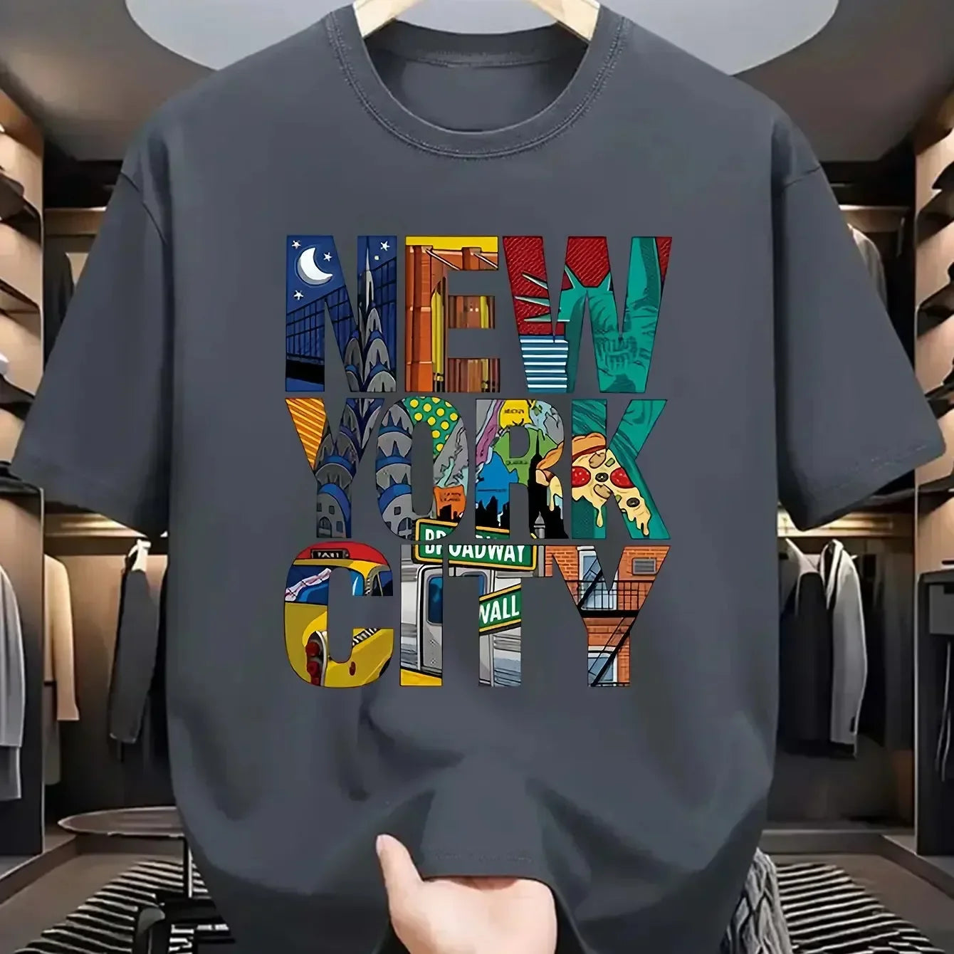 Fashion Men's New Letter Printed T-shirt Summer Breathable Casual Tops Trendy Crew Neck Short Sleeve Street Men's Clothing