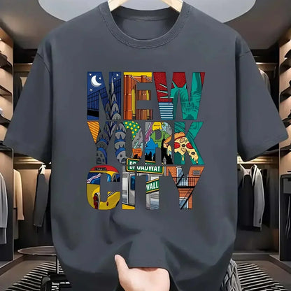Fashion Men's New Letter Printed T-shirt Summer Breathable Casual Tops Trendy Crew Neck Short Sleeve Street Men's Clothing