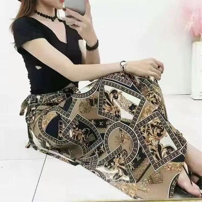 Wrap Skirts Women Casual Chiffon Tie-Waist Ruffle Wide Leg Loose