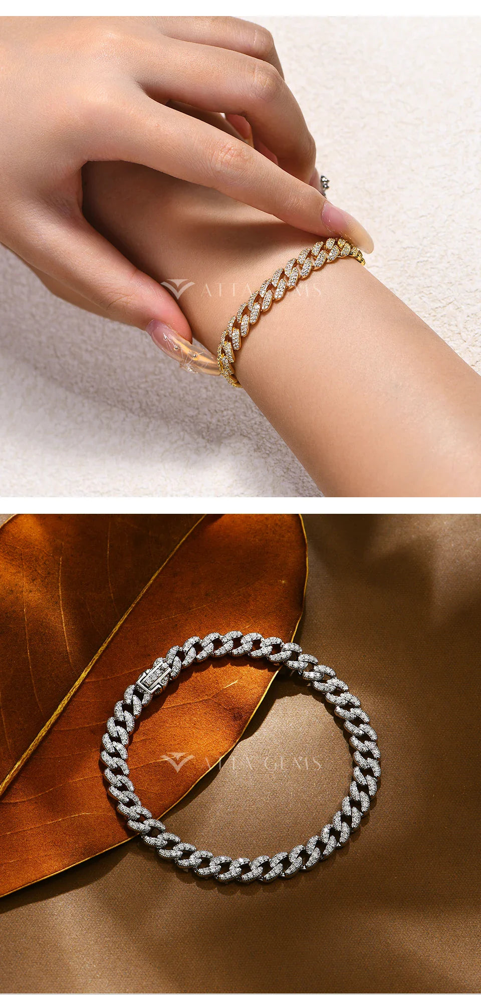 S925 Silver Moissanite Cuba Chain for Man Women 18K Gold Plated Full D VVS1 Color Tennis Bracelets Top Quality Jewelry