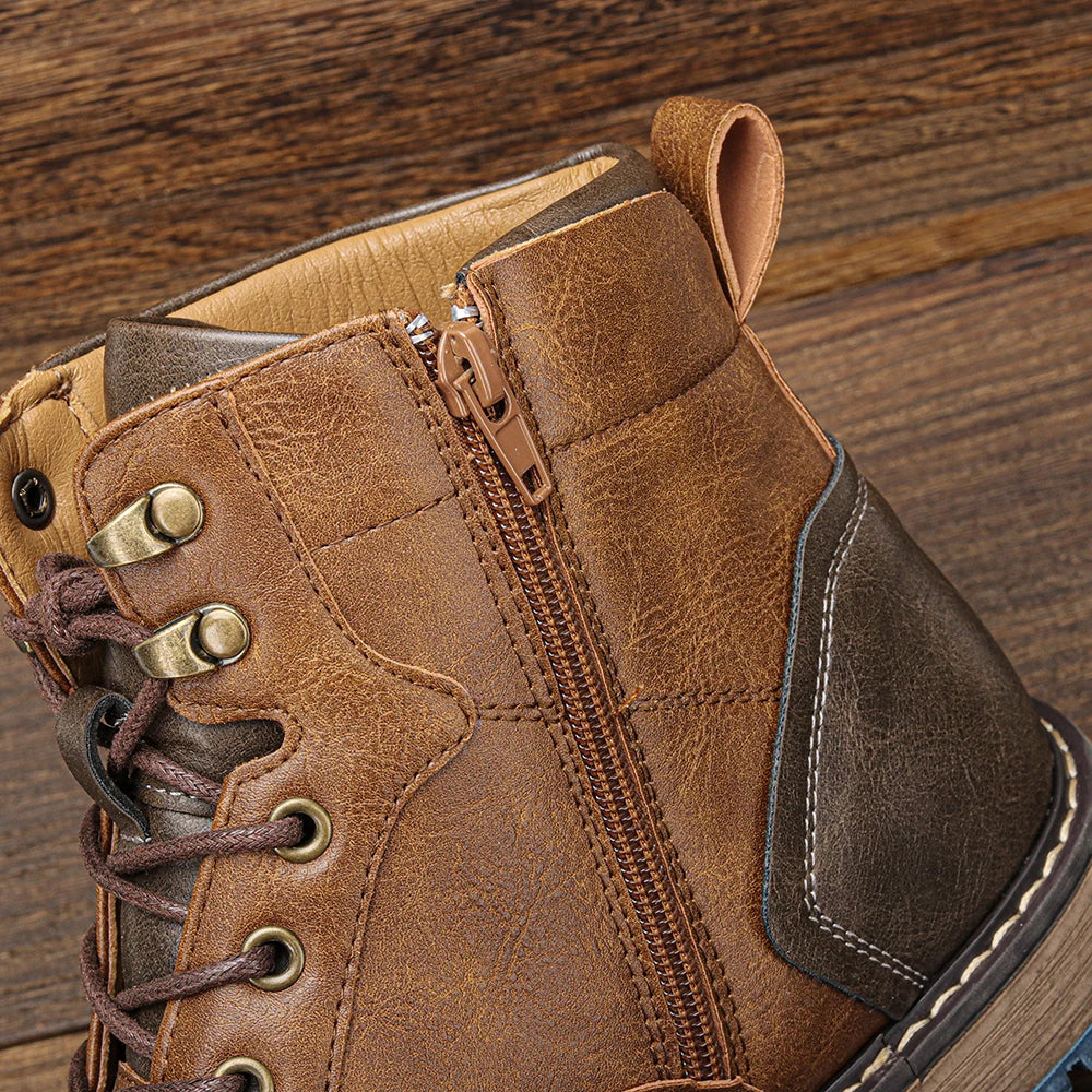 Size 8-13 Retro Men Boots 2025 Fashion Comfortable Spring Leather Boots