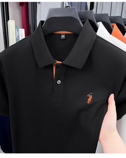 100% pure cotton high-end brand men's short sleeve polo shirt comfort lightweight summer casual T-shirt youthful fashionable top