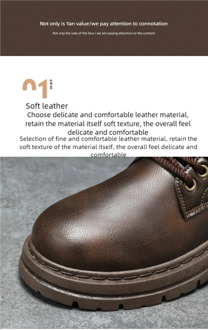 Men's boots four seasons soft-sole non-slip casual boots fashion outdoor work boots high boots classic Joker youth leather boots