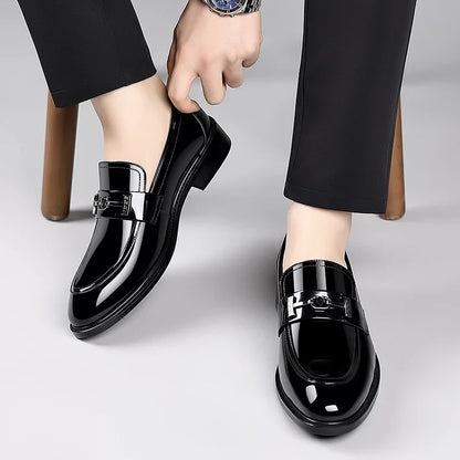 Men's Leather Shoes Genuine Leather High-end Brand One-pedal Formal Business 2025 New Shoes Glossy Doudou  Wedding  Dress Shoes