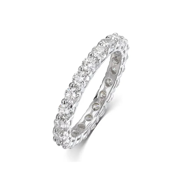 3/3.5/5mm Rose Gold Color All Moissanite Rings for Women Sparkling Wedding Ring 925 Sterling Silver Classic Jewelry Bands