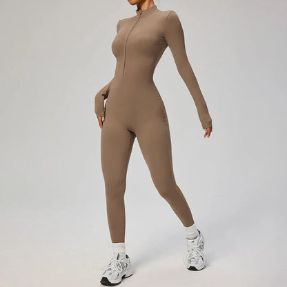 Zipper Jumpsuit Women Quick Dry Clothing Sportswear Woman Gym Yoga Sport Sets Spandex Nylon Workout Sets Women Tracksuit