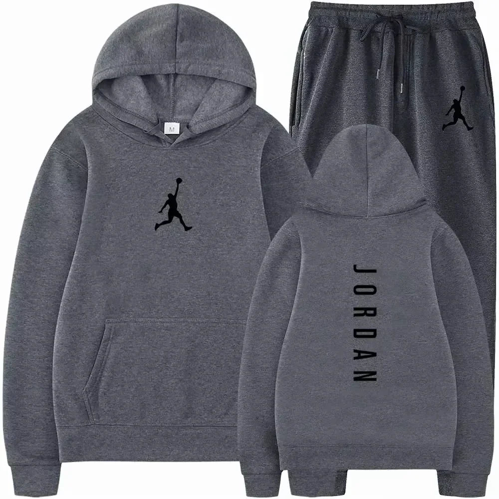 2026 Spring/Summer New Collection Outdoor Fitness Basketball Casual Sportswear Set, Stylish Men's Hooded Sweatshirt + Jogging Pa